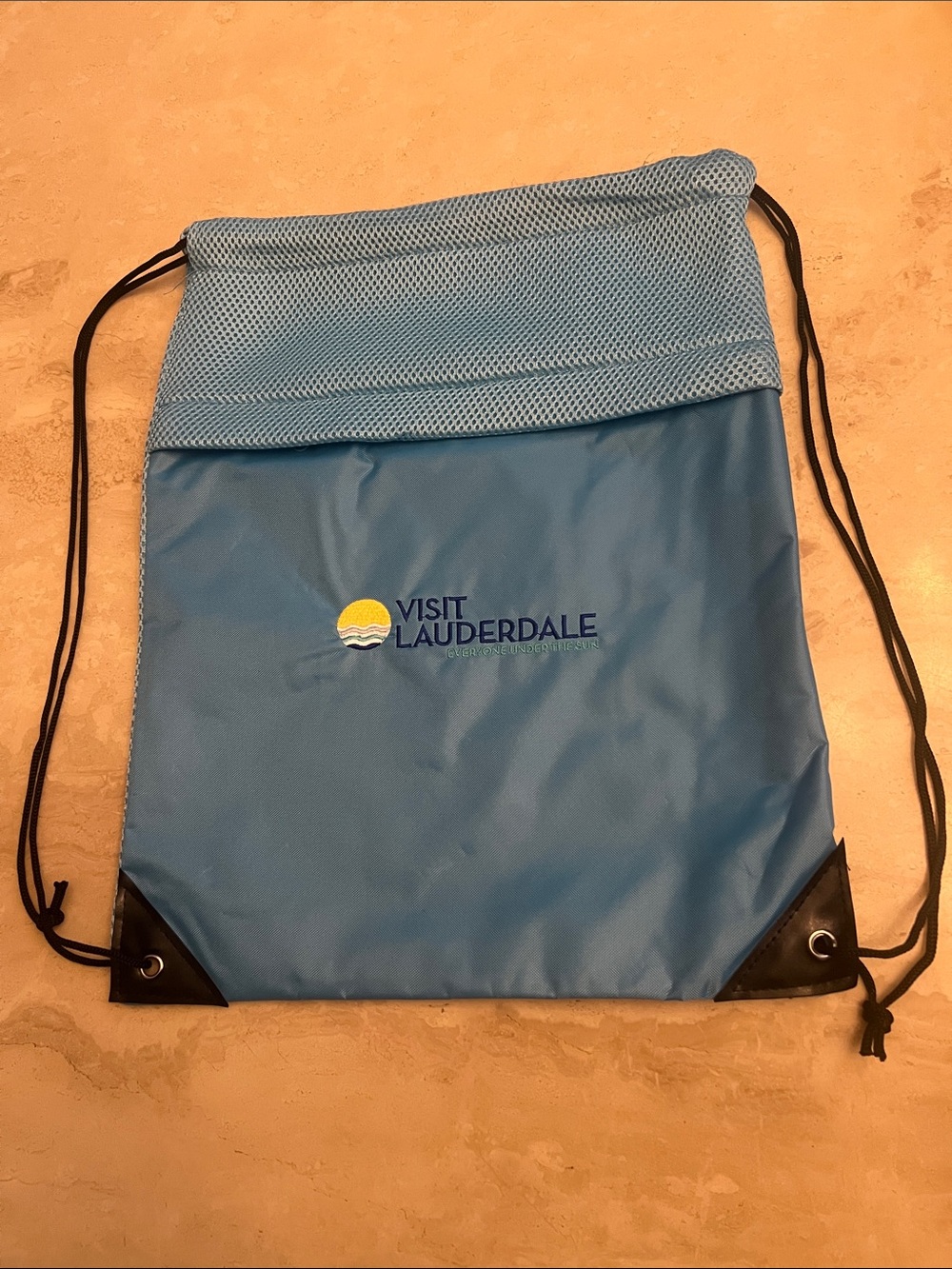 Visit Lauderdale Blue Drawstring Backpack Bag - Everyone Under The Sun
